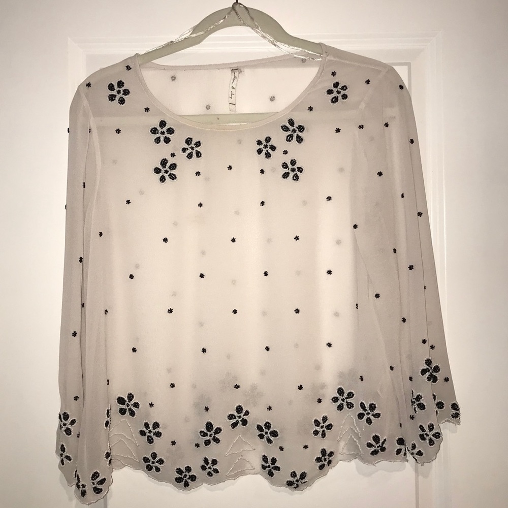 Willow & Clay Embellished Mesh Blouse